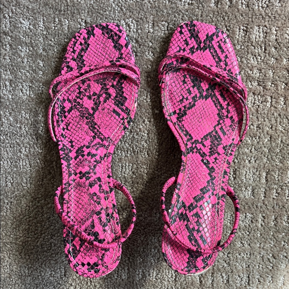 Zara Pink Snake Print Sandals